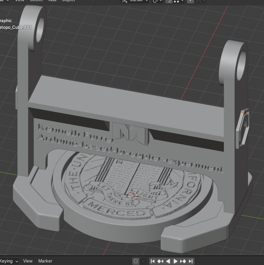 Blender viewport of bicopter stand design