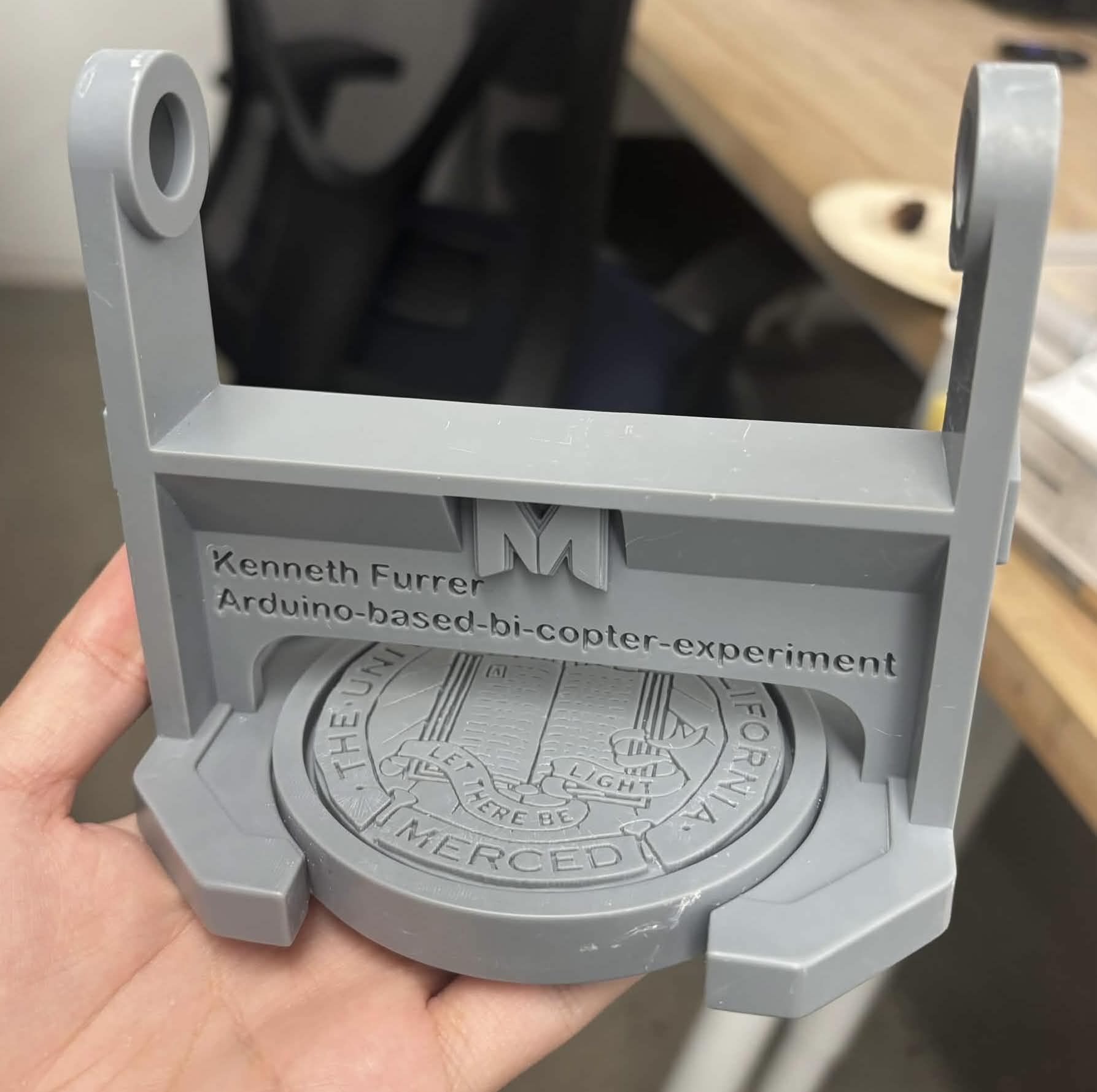 Raw resin printed bicopter stand