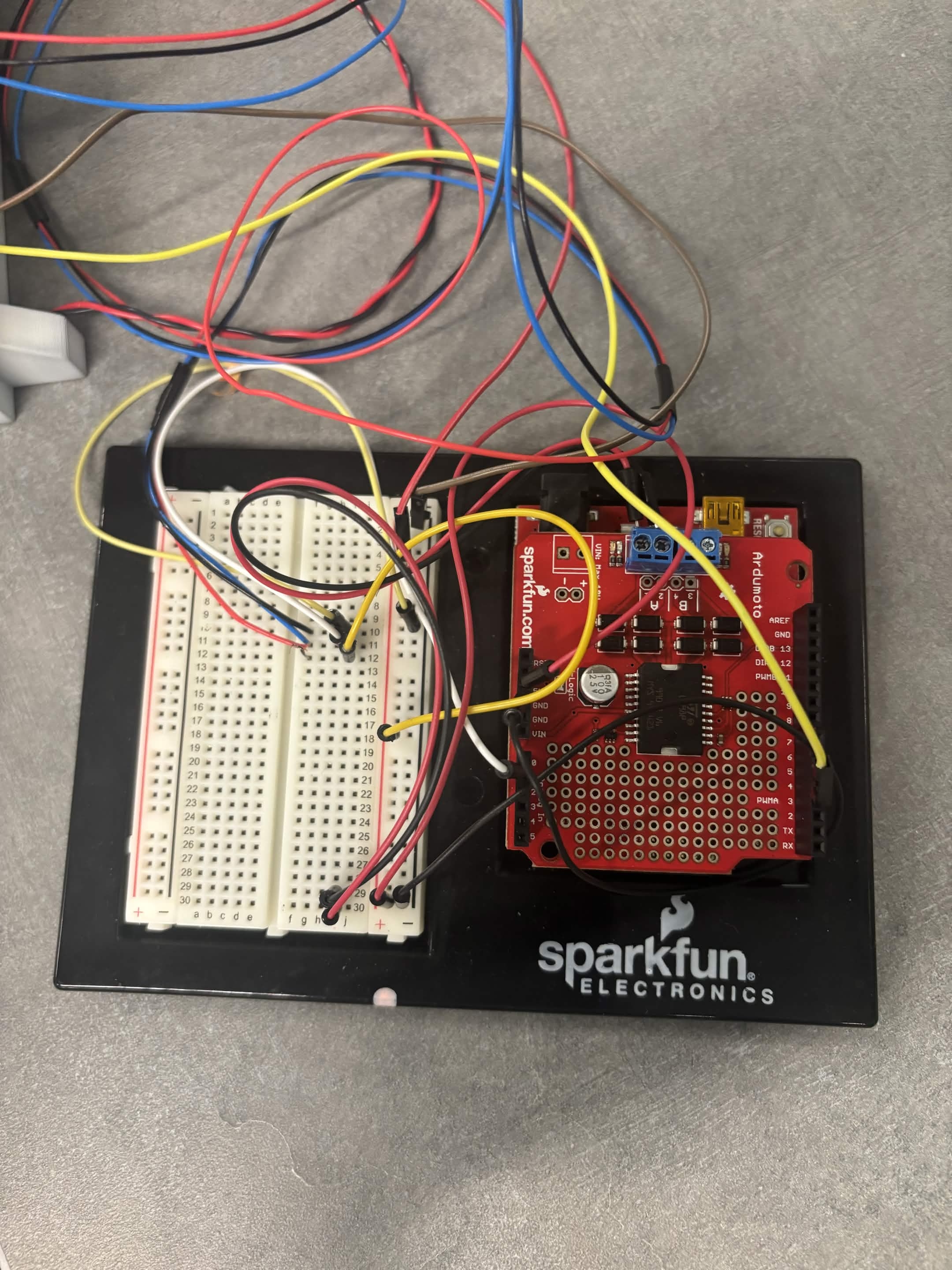 Top view of Arduino electronics for the inverted pendulum